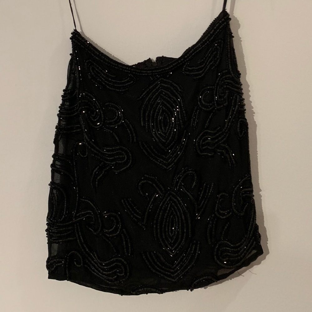 Yum Kim Beaded Sequin Black Mini Skirt Small S